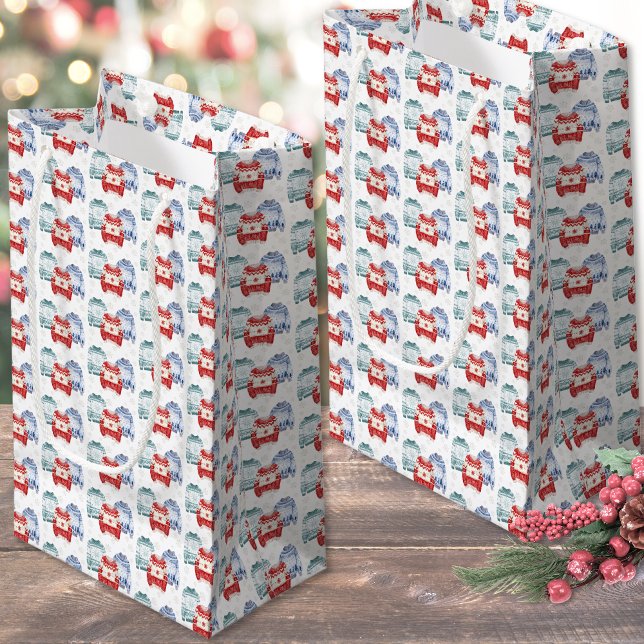 Petit Sac Cadeau Chemise Laide de Fête de Noël (Festive Ugly Sweater Pattern Christmas Small Gift Bag)