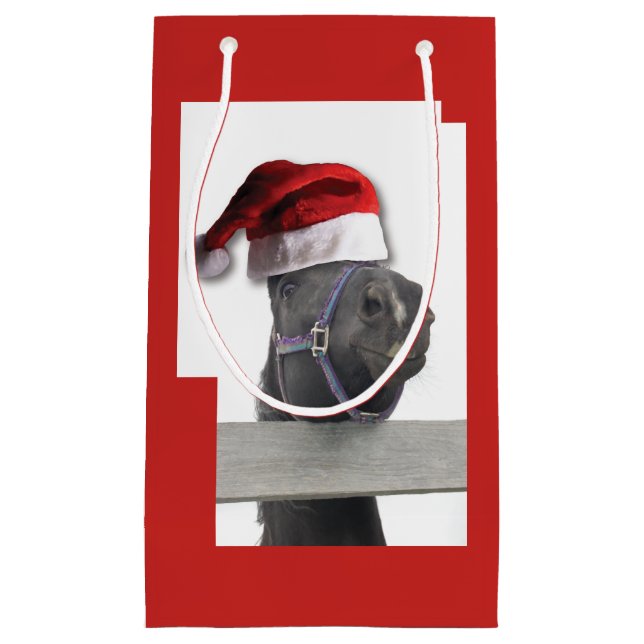 Petit Sac Cadeau Cheval le père noël de Noël (Devant)