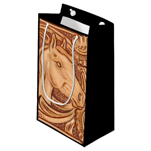 Petit Sac Cadeau cheval rustique de cavalier de cuir de pays (Devant Angle)