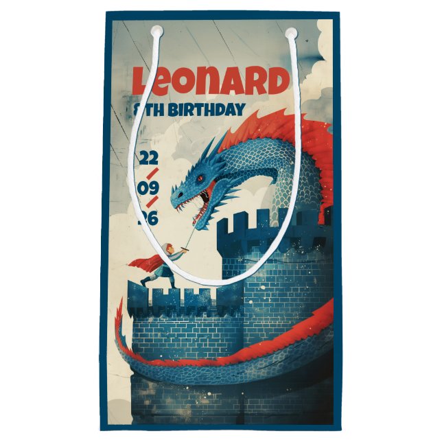 Petit Sac Cadeau Chevalier et dragon sans peur (Devant)