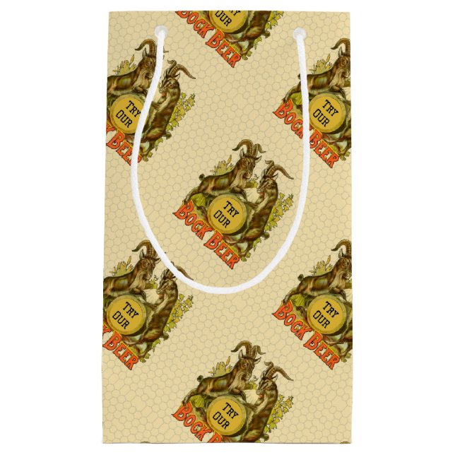 Petit Sac Cadeau Chèvres Bock Bière Publicité (Devant)
