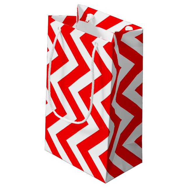 Petit Sac Cadeau Chevron vertical grand format rouge et blanc (Dos Angle)