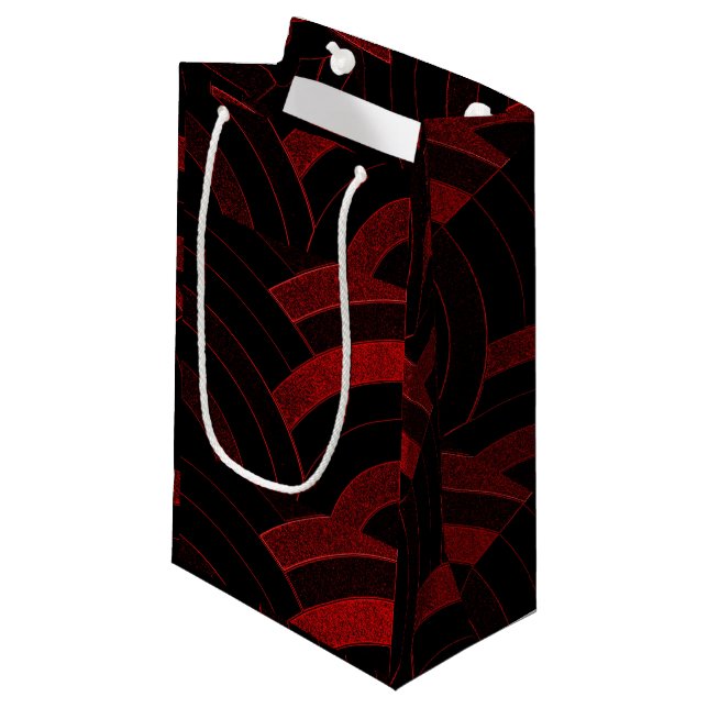 Petit Sac Cadeau chevrons modernes et chics rouge/noir (Devant Angle)