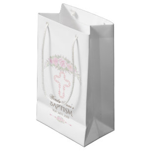 Petit Sac Cadeau Chic Blush Rose Jardin Floral Fille Christening