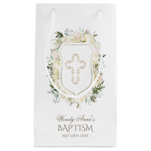 Petit Sac Cadeau Chic ivoire Aquarelle Florale Fille Christening