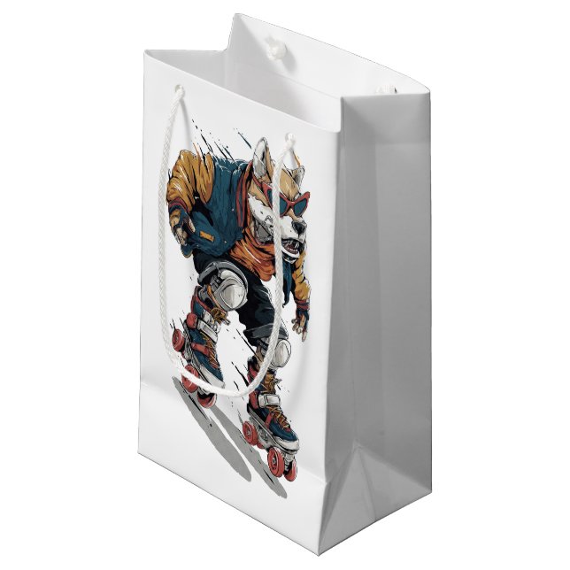 Petit Sac Cadeau Chien à roulettes (Devant Angle)