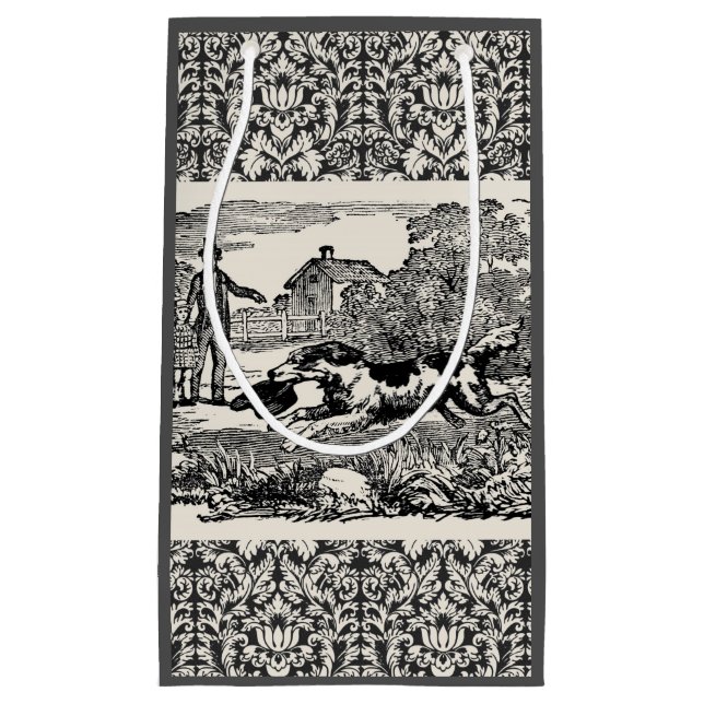 Petit Sac Cadeau Chien courant art animal antique illustration vict (Devant)