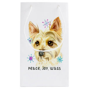 Petit Sac Cadeau Chien de Yorkshire Terrier, flocons de neige, Noël