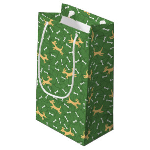 Petit Sac Cadeau chiens chanceux avec l'arrière - plan d'os