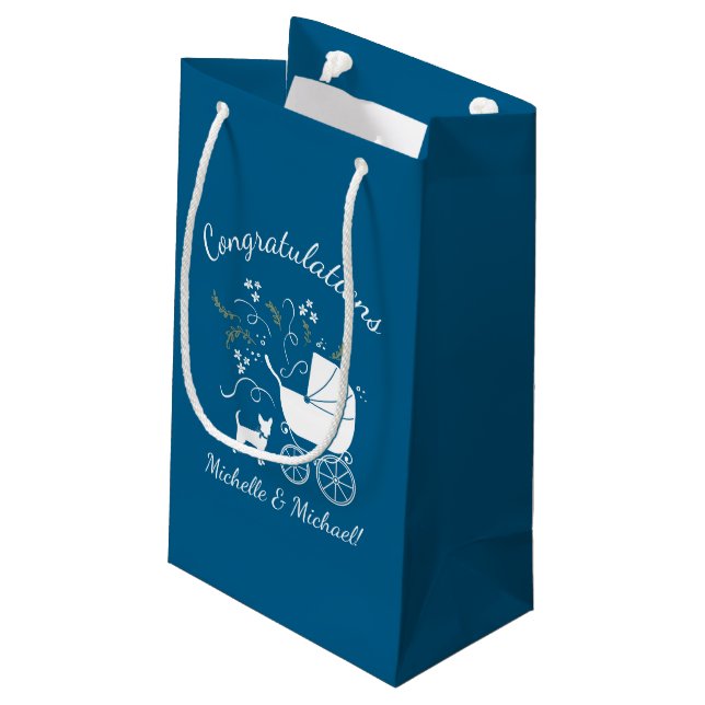 Petit Sac Cadeau Chihuahua Baby shower Blue Boy Chig (Dos Angle)