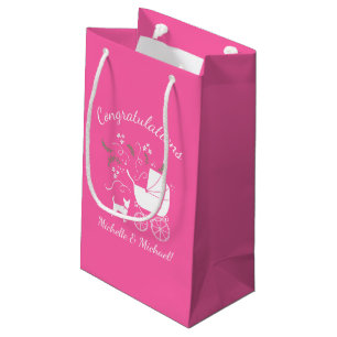 Petit Sac Cadeau Chihuahua Chien Baby shower fille rose