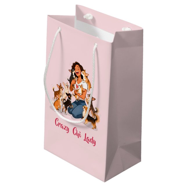 Petit Sac Cadeau Chimigos - Crazy Chi Lady - Chihuahua  (Dos Angle)