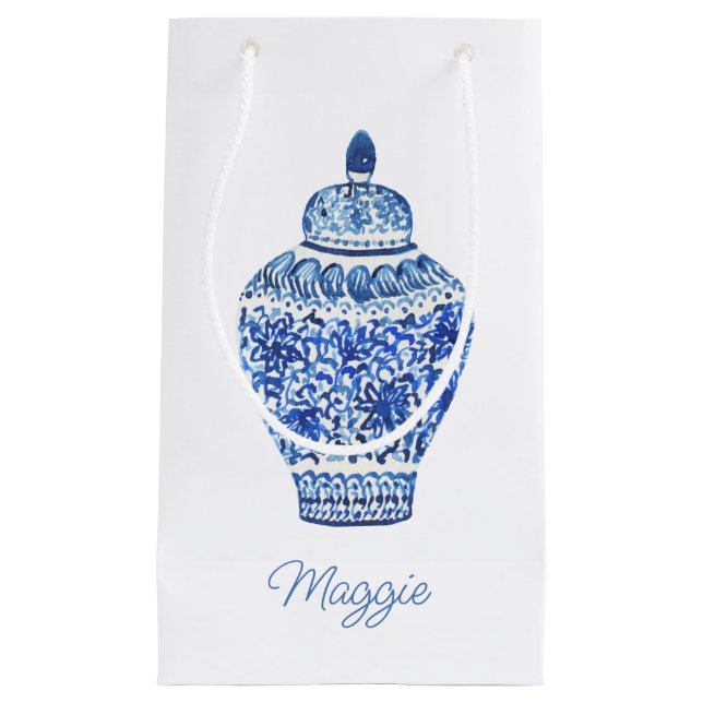 Petit Sac Cadeau Chinoiserie Aquarelle Ginger Jar (Devant)