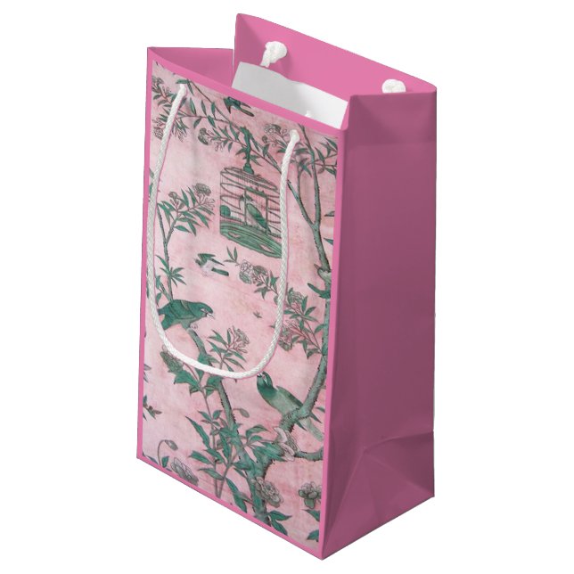 Petit Sac Cadeau Chinoiserie rose (Dos Angle)