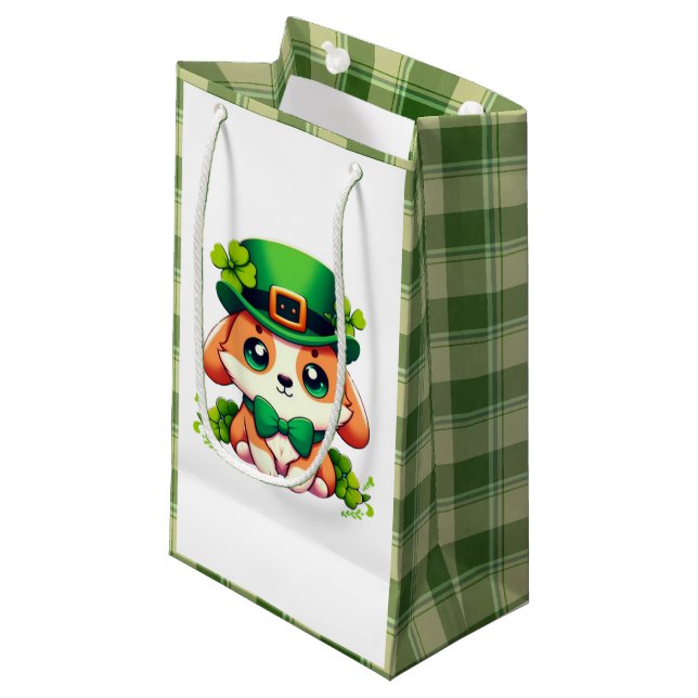 Petit Sac Cadeau Chiot de la Saint-Patricks (Devant Angle)