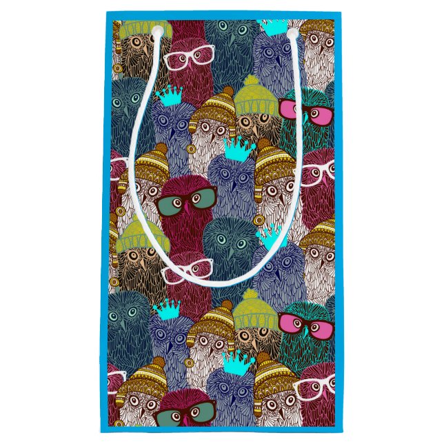 Petit Sac Cadeau Chouette dans la couronne (Devant)