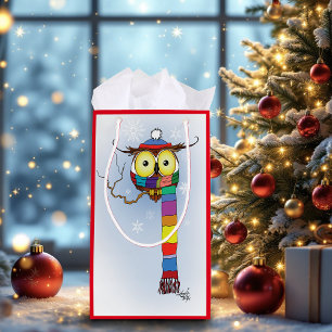 Petit Sac Cadeau Chouette d'hiver mignonne Écharpe arc-en-ciel Chap
