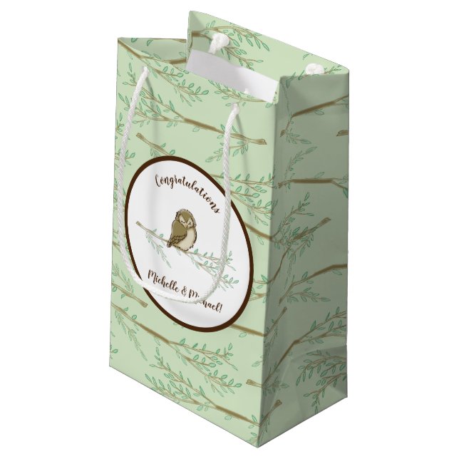 Petit Sac Cadeau Chouette Woodland Baby shower animal dormir (Dos Angle)