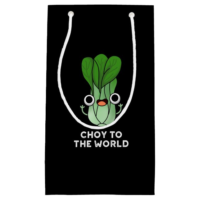 Petit Sac Cadeau Choy To The World Funny Veggie Pun Dark BG (Devant)
