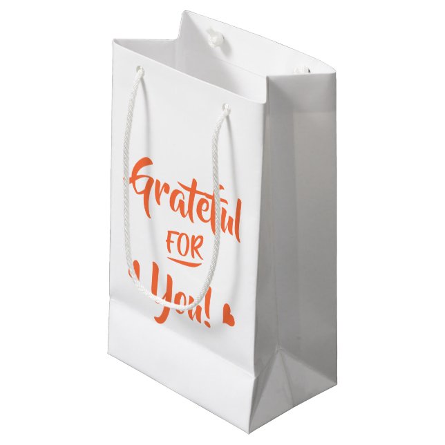 Petit Sac Cadeau Citation de Thanksgiving Grateful For You (Devant Angle)
