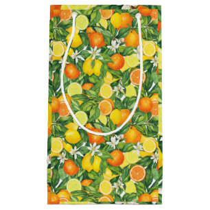 Petit Sac Cadeau Citron & Oranges Aquarelle Méditerranéenne P