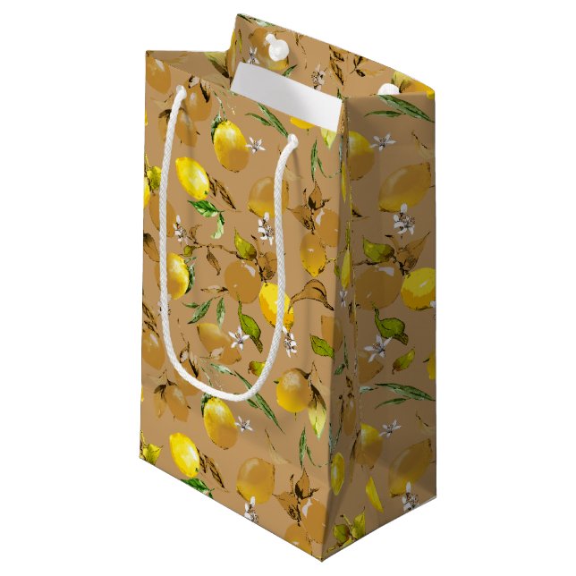 Petit Sac Cadeau citrons d'aquarelle 32 (Devant Angle)
