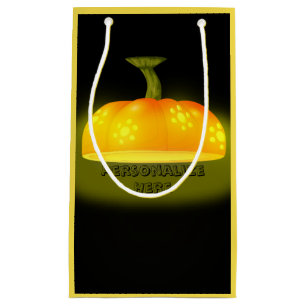 Petit Sac Cadeau Citrouille brillant automne mignon automne noir or