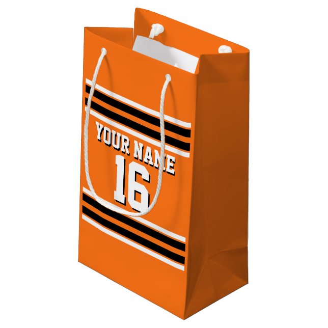 Petit Sac Cadeau Citrouille Orange Blk Team Jersey Numéro personnal (Dos Angle)
