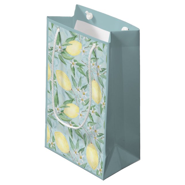 Petit Sac Cadeau Citrus jaune citron frais (Devant Angle)