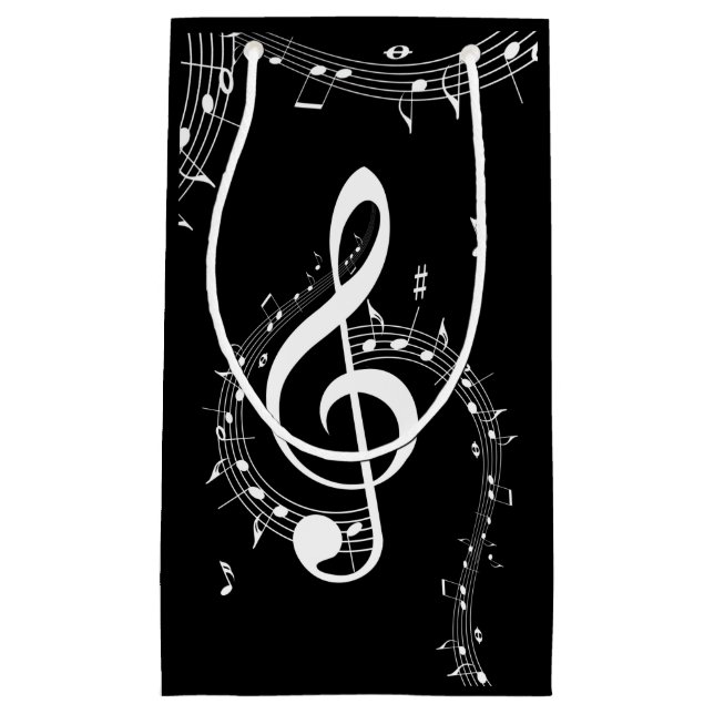 Petit Sac Cadeau Climacic G Clef Music Black (Devant)