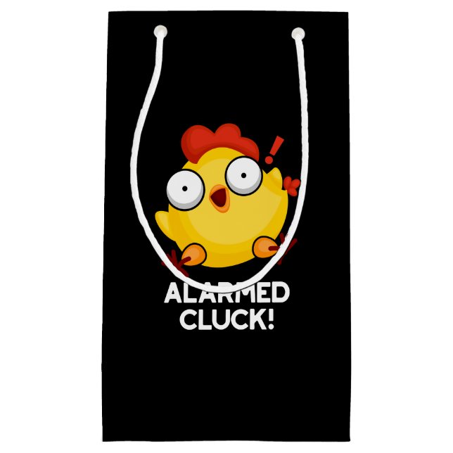 Petit Sac Cadeau Cluck Alarmé Funny Chicken Horloge Pun Dark BG (Devant)