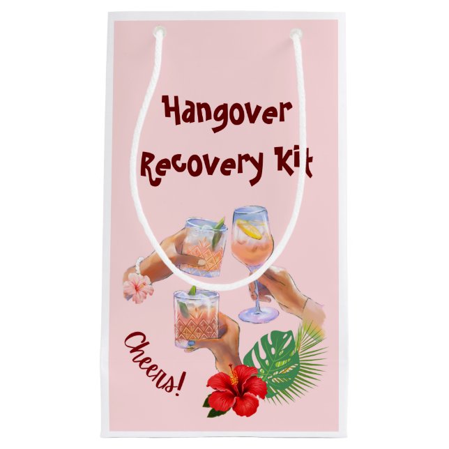 Petit Sac Cadeau Cocktail Cheer Hibiscus Flower Palm Feuilles (Devant)