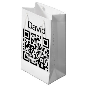 Petit Sac Cadeau Code QR Anniversaire en blanc