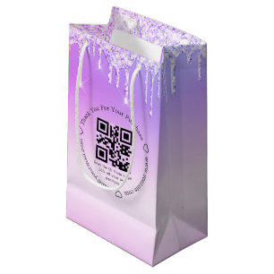 Petit Sac Cadeau code qr entreprise merci élégant rose dégoulinant