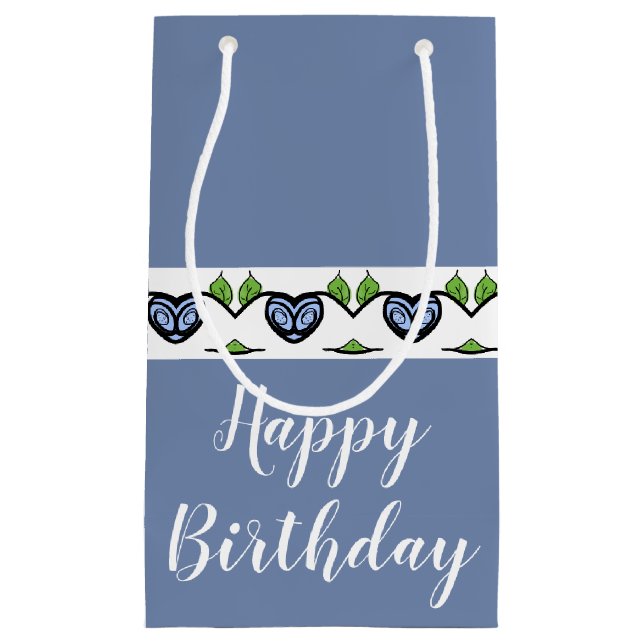Petit Sac Cadeau Coeur bleu accentué (Devant)