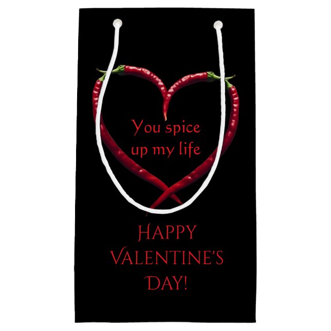 Petit Sac Cadeau Coeur épicé de poivre chili (Devant)