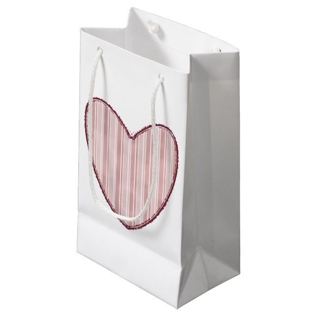 Petit Sac Cadeau Cœur rayé (Devant Angle)