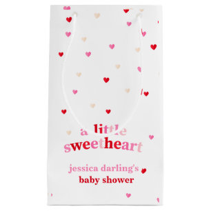 Petit Sac Cadeau Coeur Valentine Thème Bébé Fille Douche Rouge R