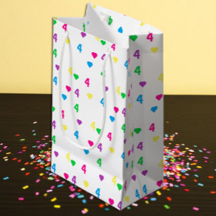 Petit Sac Cadeau Coeurs arc-en-ciel 4e anniversaire