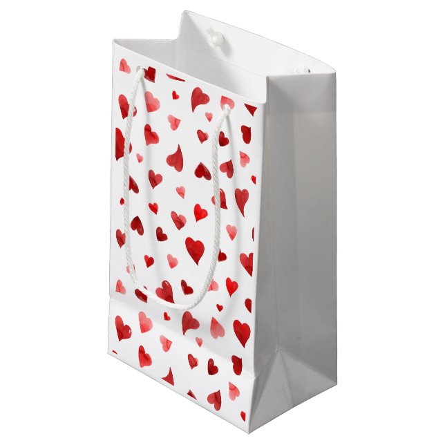 Petit Sac Cadeau Coeurs de la Saint Valentin - rouge (Devant Angle)