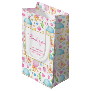 Petit Sac Cadeau Coeurs et Cupcakes Watercolor Motif Business