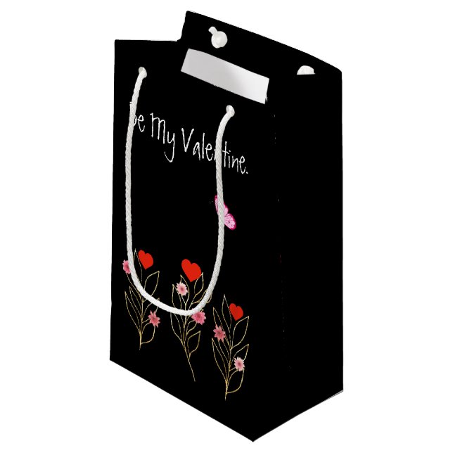 Petit Sac Cadeau Cœurs et Fleurs (Devant Angle)