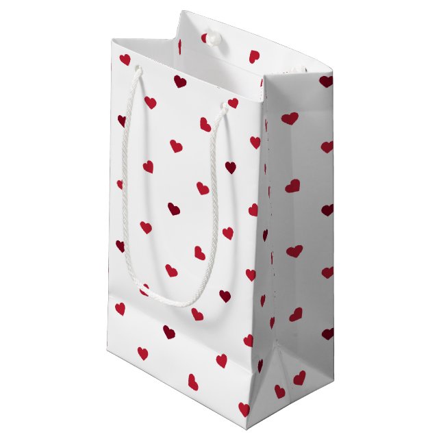Petit Sac Cadeau Coeurs rouges (Devant Angle)