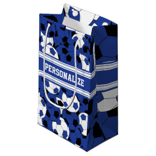 Petit Sac Cadeau Collage bleu-foncé de ballon de football