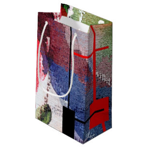 Petit Sac Cadeau collage d'art abstrait, médias mélangés et