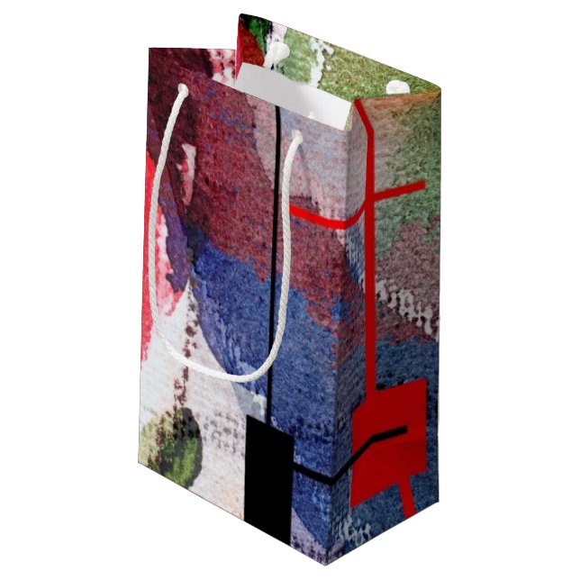 Petit Sac Cadeau collage d'art abstrait, médias mélangés et (Dos Angle)