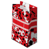 Petit Sac Cadeau Collage de balle de football rouge | Personnaliser (Dos Angle)