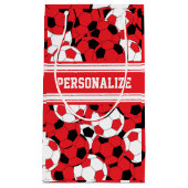 Petit Sac Cadeau Collage de balle de football rouge | Personnaliser (Devant)