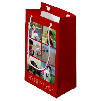 Petit Sac Cadeau Collage rouge personnalisé d'image de mosaïque de