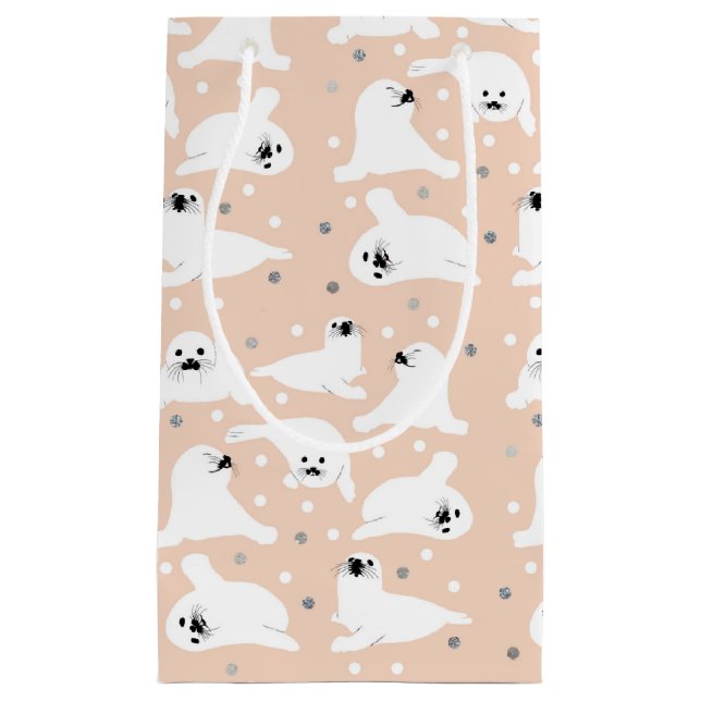 Petit Sac Cadeau Collection d'animaux de l'Arctique - Phoques (Devant)